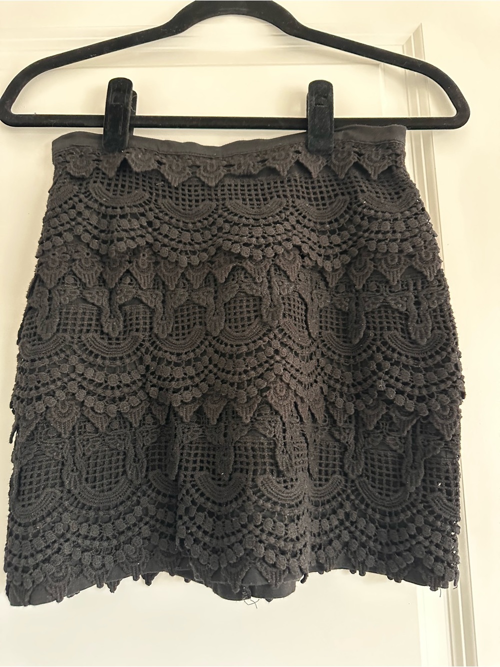 Lush Black Crochet Lace Mini Skirt S